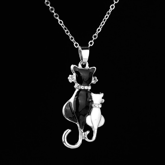 Swarovski French Kitties Necklace Silver Plate New - Picture 3 of 5